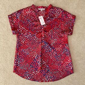 NWT Joy Joy Red Lisa Short Sleeve Top, Medium